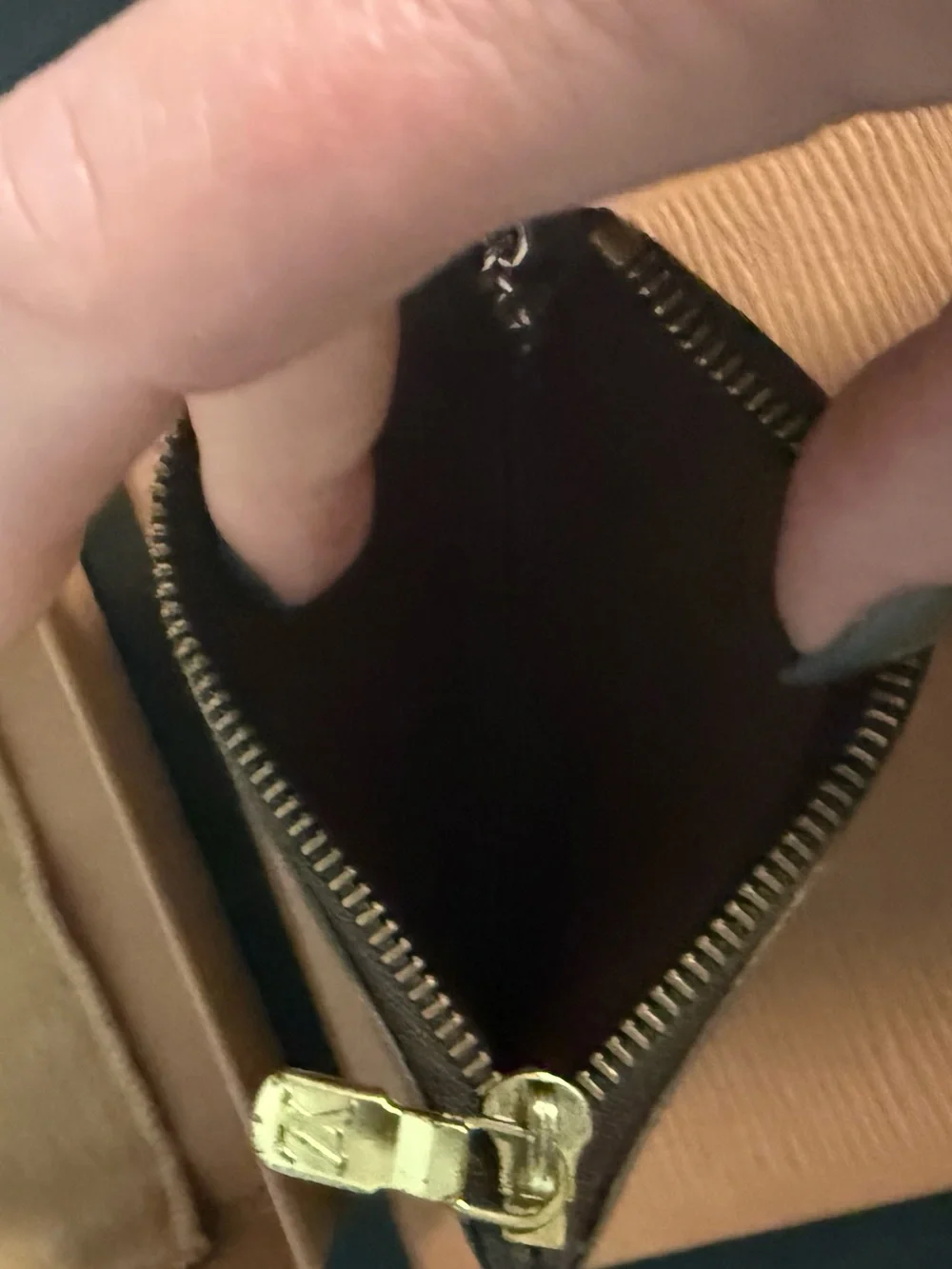 Louis Vuitton Monogram Key Pouch - Brown with Gold Monogram. Full Inclusion!
